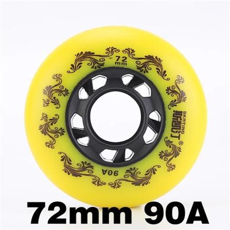 pcs Vit/Gul Inline Rullskridskor Hjul 90A Yellow 72mm 8pcs