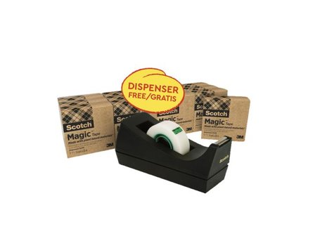 SCOTCH C38 skrivbordstejphållare, svart + Magic tejp genomskinlig 19mm x 33m 14-pack - Lyreco - Kontorsmaterial - Tejp lim och häftmassa - Tejp - 