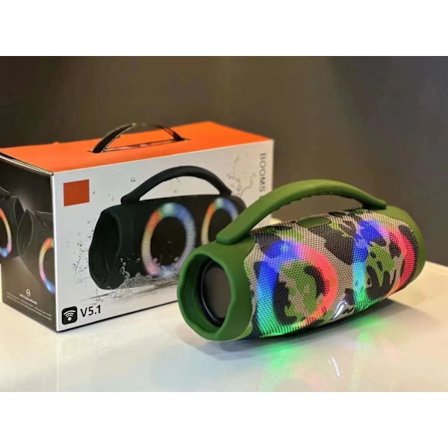 Høyeffekts Bluetooth-høyttaler bærbar RGB fargerik lys vanntett trådløs subwoofer 360 stereo surround TWS FM boombox