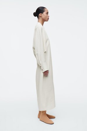 COS Sukienka Z Dekoltem W Kształcie Litery V in Beżowy