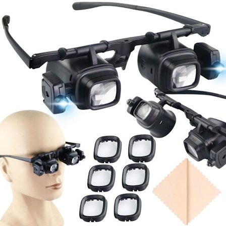 Förstoringsglas med 2 LED - 2×-24× multipel förstoring