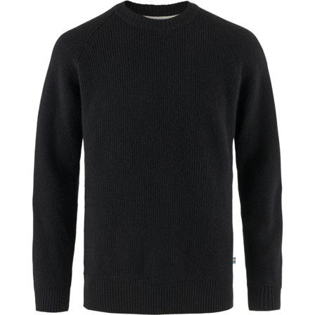 Fjällräven Men's Övik Rib Sweater in Black | Size: 2XL, Wool