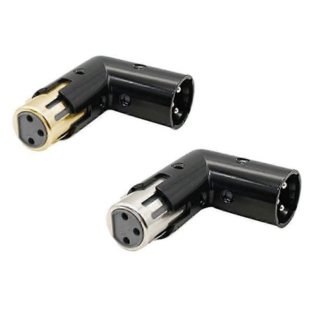 2 STK. Lydadapterstik 3-benet XLR Vinkeladapter Justerbar Han til Hun Højre Vinkel XLR Adapter (XLR 90 Graders Adapter) s2024121264