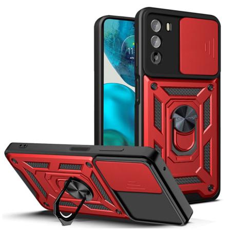 Motorola Moto G52 Armor Hybrid Kameraslider - Röd Röd