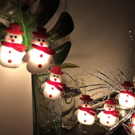 Snögubbe LED-ljusslinga Snögubbe Ljusslinga Julgran Jullampa Ornament 20 LED Söt Vattentät