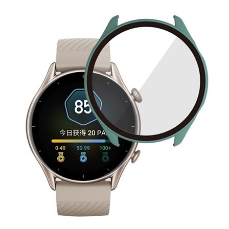 Amazfit GTR 3 / GTR 3 Pro hard cover + tempered glass screen protector - Green