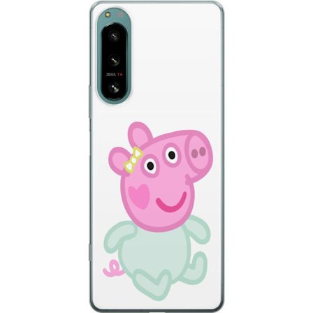 Yhteensopiva Puhelinkuori Sony Xperia 5 IV Peppa Pig vauvahahmo pastelliväreissä, suloinen piirretty lasten kuvitus pehmeällä minimalistisella tyy