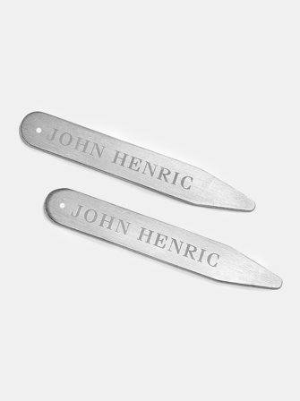 John Henric Men's Brushed Silver Collar Stay Size Onesize