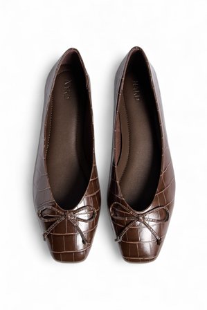 NA-KD Ballerinas mit eckiger Spitze und Schleife - Flache Schuhe - Braun - EU 40