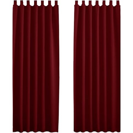 Mörkläggningsgardiner - Röda gardiner Vardagsrumsfönster Dekoration Ljus Block Anti UV Opaque för Hem Sovrumsdörr Energisparande, L 140 x H 220 cm, 2