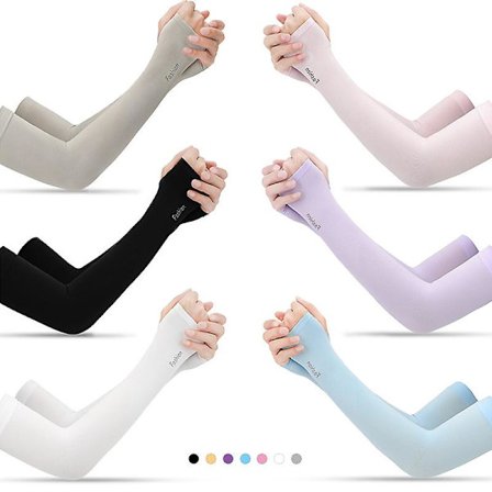 6 par UV-beskyttende solbeskyttende ærmer i issilke kølende ærmer med tommelfingerhul behagelige lange ærmer cover (FW)