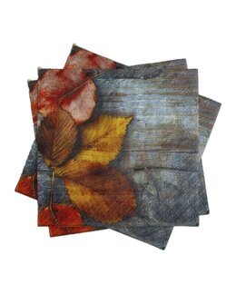 Servietter Høstløv på planke Oransje