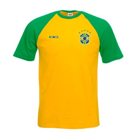Brasilien stil Raglan fotboll t-shirt - Gul grön