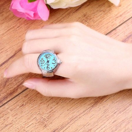 Unik Rund Elastisk Kvarts Finger Ring Klocka Dam