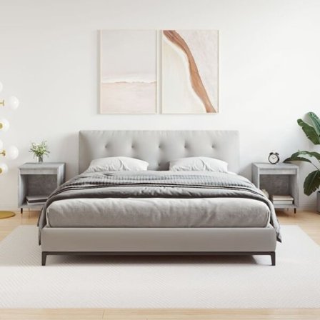 vidaXL Sängbord 2 st betonggrå 40x35x50 cm konstruerat trä