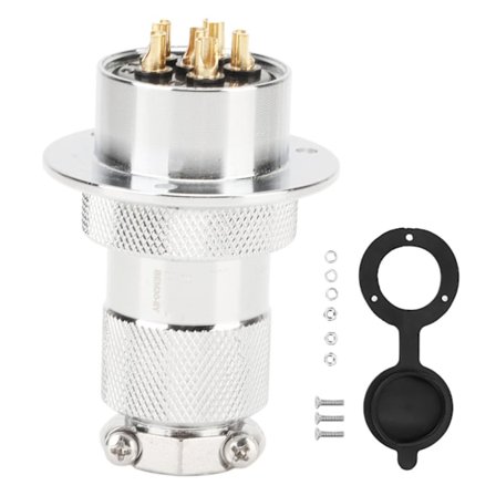 Ilmailuliitin, kompakti koko, vakaa suorituskyky, pistoke AC DC 250V 6-nastainen