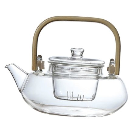 Glass tekanne for komfyrtopp, håndblåst glass tekanne, avtakbar sil for te, tekjele, gryte, oppvaskmaskin,