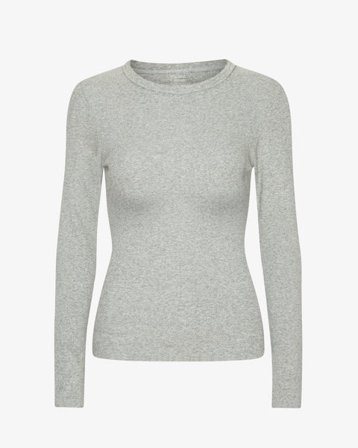 Women Organic Rib LS T-Shirt - Heather Grey - Female - M