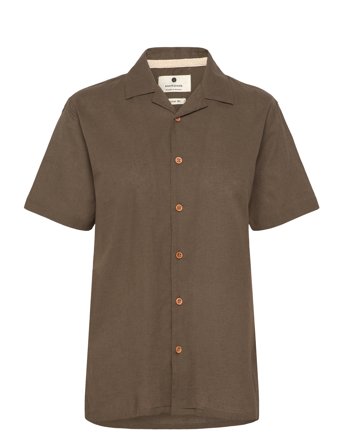 Anerkjendt Akleo S/S Cot/Linen Shirt - Brown - S