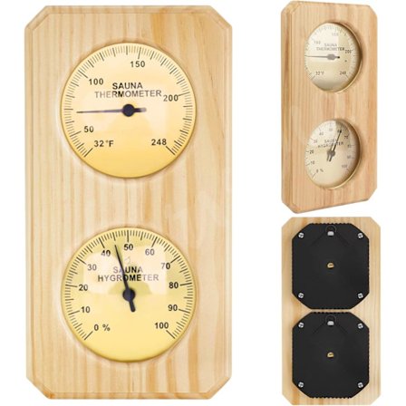 2-i-1 Sauna Termometer og Hygrometer i Træ Fugtighed Temperaturmåling Familie Hotel Sauna