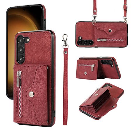 Anti-damm Pu läder+tpu phone case för Samsung Galaxy S23 Rfid blockerande kortväska Kickstand Cover