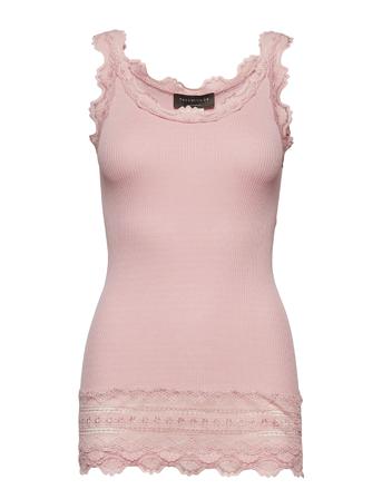 Silk Top W/ Lace T-shirts & Tops Sleeveless Rosa Rosemunde*Betinget Tilbud