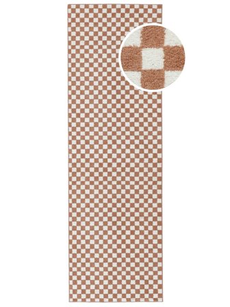 Washable Scandina Terracotta/White Runner Rug Small Oeko-Tex