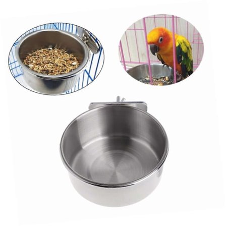 Foderkasse Fuglefoderautomat i rustfrit stål Legetøj til Ara Kakadue Parakit Let at rengøre Holdbart Sikkert design (FMY)