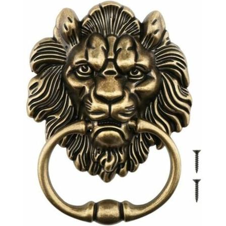 Antik dørhammer i bronze design med tigerhoved