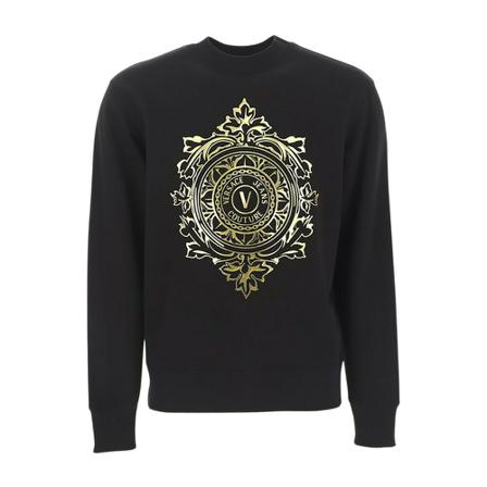 Versace Jeans Couture, sweatshirt cotton oversized chest logo Zwart, Heren, Maat:L,Katoen