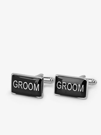 John Henric Men's Schwarze Motiv Manschettenknöpfe Size Onesize