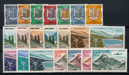 Fransk Andorra 1961 - YT 153A-164 + PA5-8 - Postfrisk