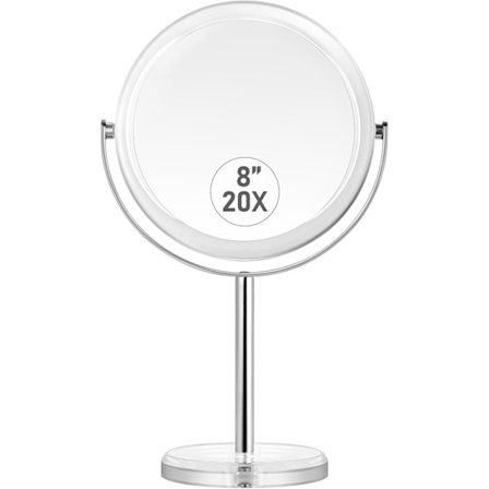 20x forstørrelses spejl til makeup, dobbeltsidet 1x og 20x forstørrelses spejl med stativ, bordplade forstørrelses spejl til påklædning, 360° rotation