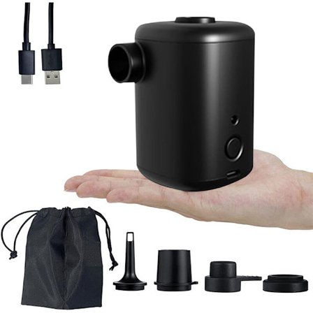 Bærbar luft pumpe, elektrisk luftmadrass pumpe for oppblåsbare med 3000mAh batteri, mini inflator pumpe med 4 dyser, USB oppladbar rask til å blåse 