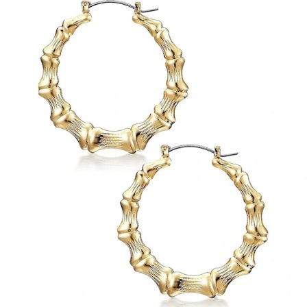 Store Bambus Øreringe Hip Hop Kvinder Bambus Øreringe Overdimensionerede Metaløreringe til Daglig Brug 80/90'er Rapper Tilbehør