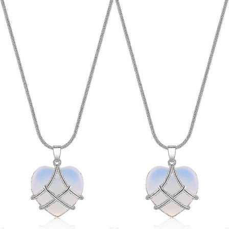 Htooo Bedste Ven Halskæde Til Kvinder Piger Diamant Slot Rosenkvarts Hjerte Opal Halskæde Til Kvinder Piger, Venskab Halskæde, Fødselsdagsgave, Mor