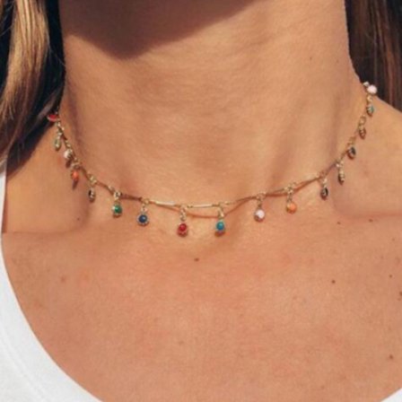 Färgglada godisbollar hänge choker halsband nyckelben kedja kvinnor