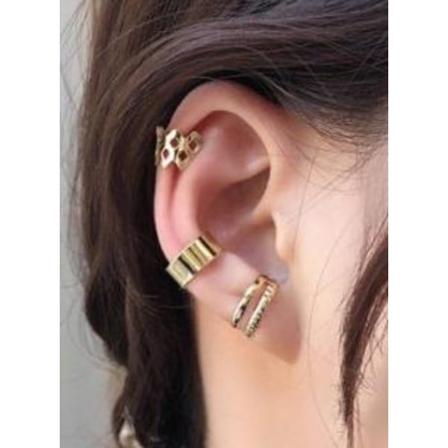 3 St Guld Örhängen - Ear Cuffs / Earcuffs I Olika Modeller Guld