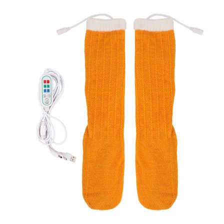 Oppvarmede sokker USB 3 temperaturutstyr Lett gul varme oppvarmingssokker for vinteren
