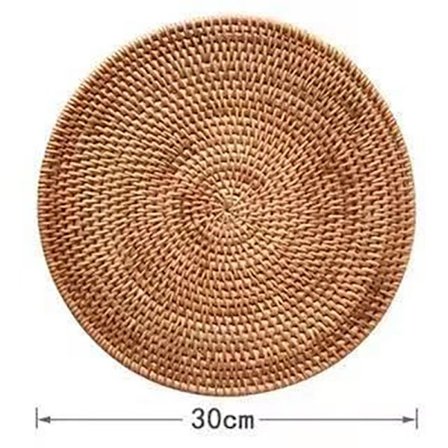 Naturlig rotting rund matta, handvävd personlig duk, värmebeständig, värmeisolerande, köksdekoration tillbehör