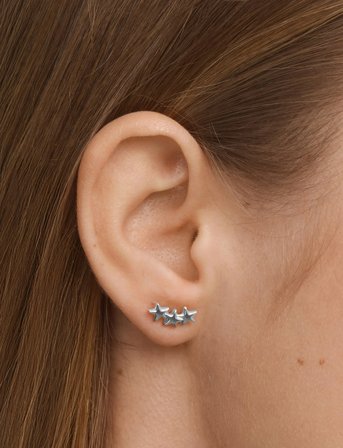 Timi of Sweden Skylar - Star Climber Earrings Mini Stainless Stee - Silver - ONE SIZE