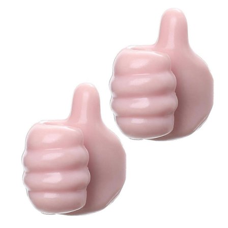 2 stk. Kreativ Tommelfinger Vægkrog, Multifunktionelle Selvklæbende Kabelorganiseringsclips, Sød Tommelfingerholder til Skrivebord Væg Nøgle