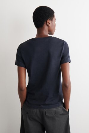 COS Femme T-Shirt Col Rond En Coton in Bleu