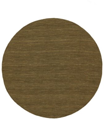 Handloom Flat Ø 150 Small Olive Green Plain (Single Colored) Round Wool Rug