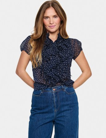 Saint Tropez Liljasz Crinkle Ss Shirt - Black - XS