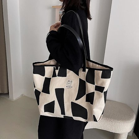 Damväska Ny Mode Koreansk Version Tote Bag Stor Kapacitet Pendlarväska Canvas Väska Enkel Textur Axelväska Nisch A916-671