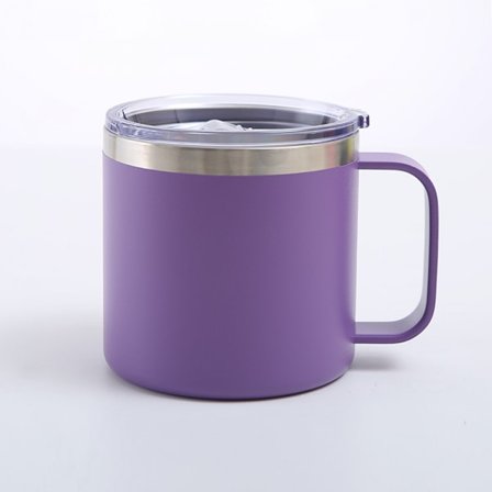 Kaffe Kop, 12oz Kaffe Kop Mælkekop 304 Rustfrit Stål Liner til Familie Udendørs Camping (Lilla)