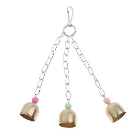 3-klokker med kæde 20 cm Fugleundulat Bur Legetøj Papegøjer Godbidder og tyggeben