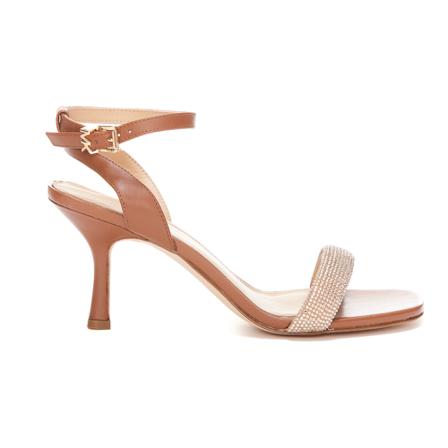 Michael Kors, Carrie Embellished Leather Sandals Bruin, Dames, Maat:39 1/2 EU