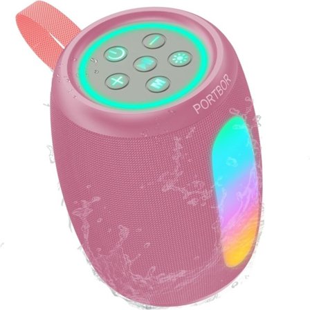 Bärbar Bluetooth-högtalare, kraftfullt stereoljud, liten trådlös högtalare med ljus, IPX5 vattentät, BT5.3 med AUX-ingång, TWS Pai